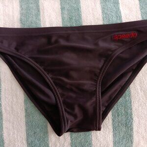 (*) VINTAGE 1 1/2" SPEEDO, DARK NAVY, W/ RED & WHITE SIDES, SIZE 31" (Pre-Owned)